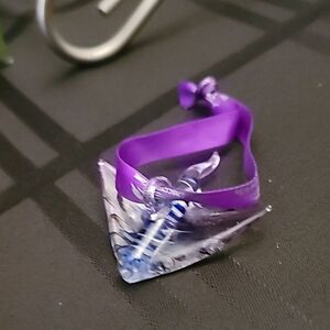 Handcrafted Glass ornament withPurple Ribbon